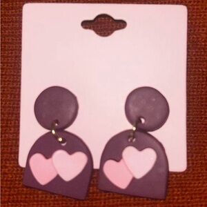 Purple and Pink Heart Earrings
